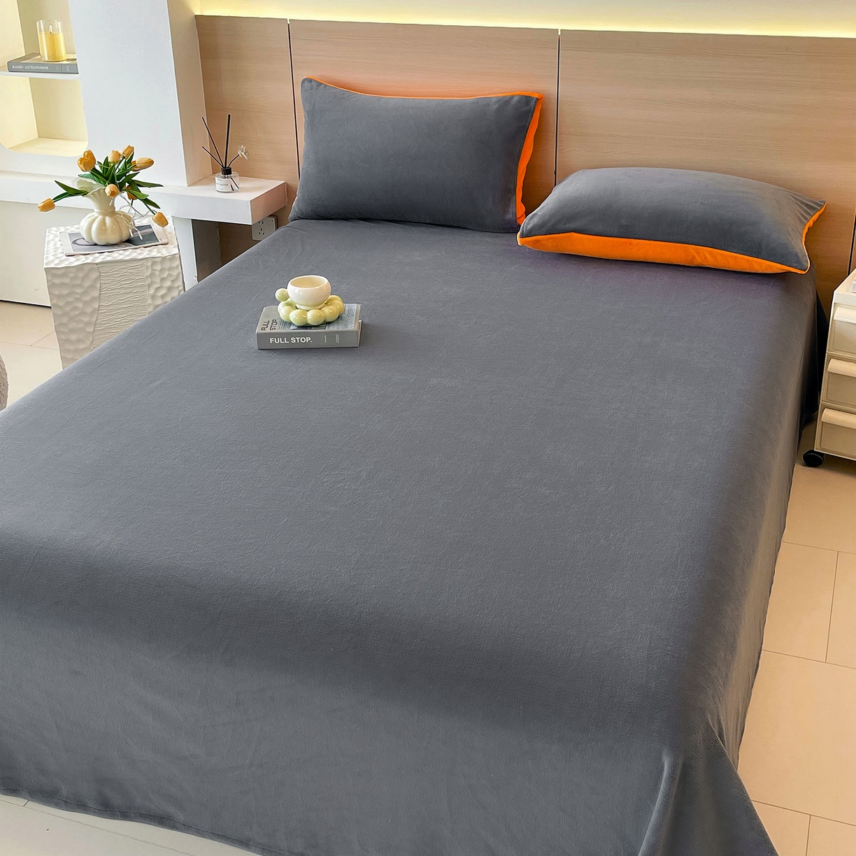 91家纺网 家纺一手货源 找家纺 小懒猪 2025年新款220克A类牛奶绒单床单 钛灰