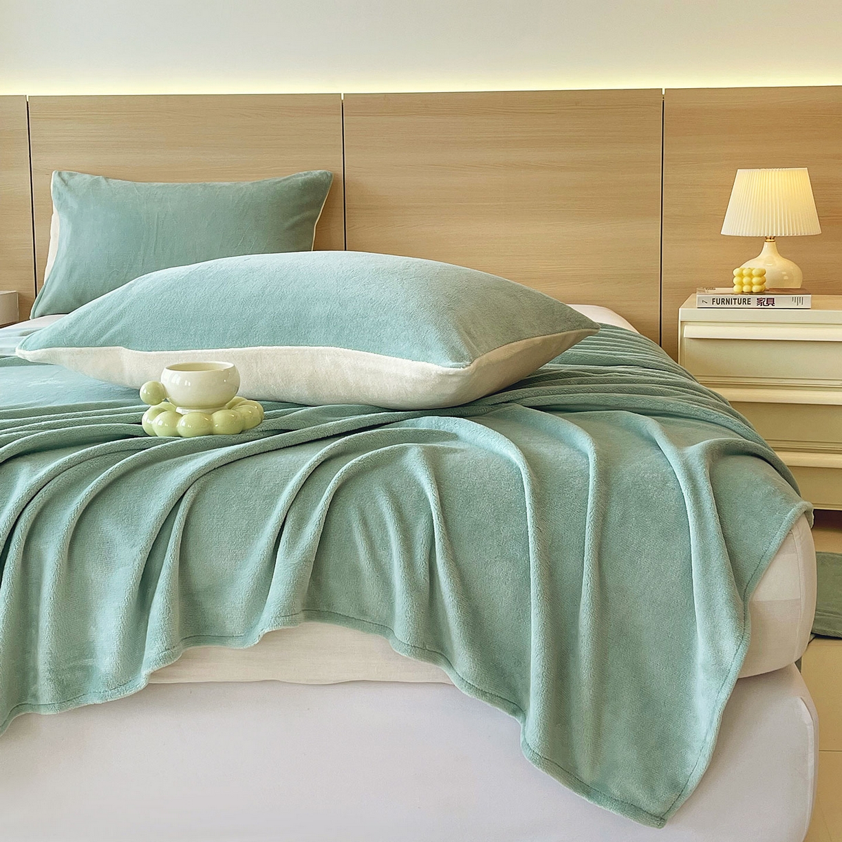 91家纺网 家纺一手货源 找家纺 小懒猪 2025年新款220克A类牛奶绒单床单 浅绿