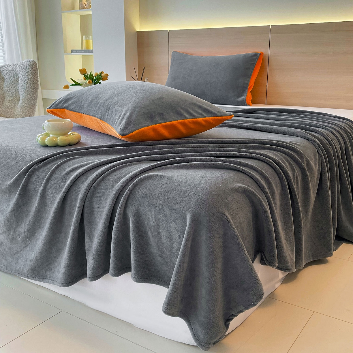 91家纺网 家纺一手货源 找家纺 小懒猪 2025年新款220克A类牛奶绒单床单 钛灰