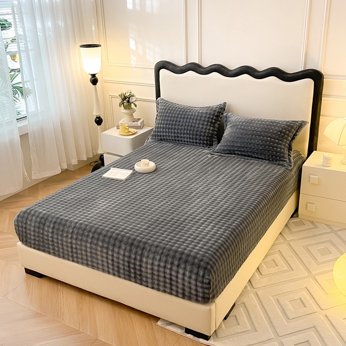 91家纺网 家纺一手货源 找家纺 （总）宅部落 2025新款加厚牛奶绒泡泡绒单床笠床笠单品床笠单件