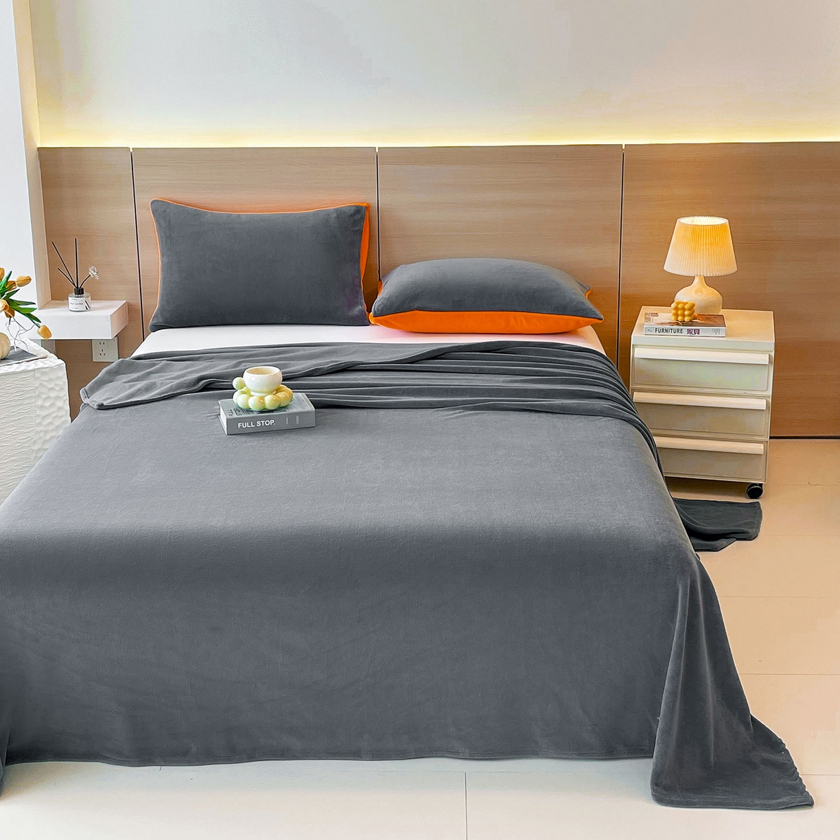 91家纺网 家纺一手货源 找家纺 小懒猪 2025年新款220克A类牛奶绒单床单 钛灰