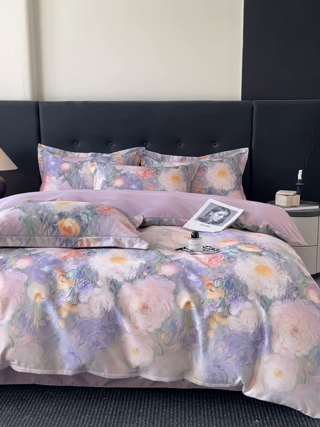 91家纺网 家纺一手货源 找家纺 玉海棠家纺 2025新款数码印花加厚全棉磨毛四件套 鎏金梦境