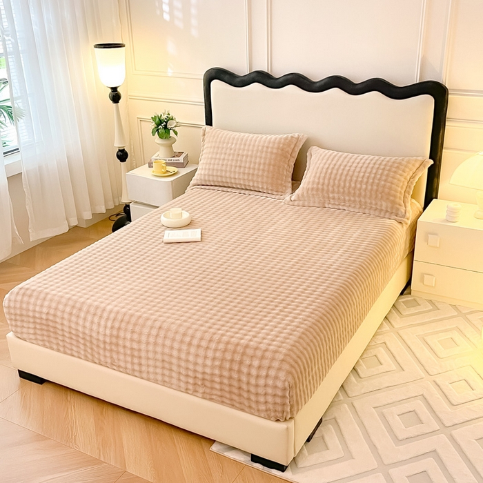 91家纺网 家纺一手货源 找家纺 （总）宅部落 2025新款加厚牛奶绒泡泡绒单床笠床笠单品床笠单件