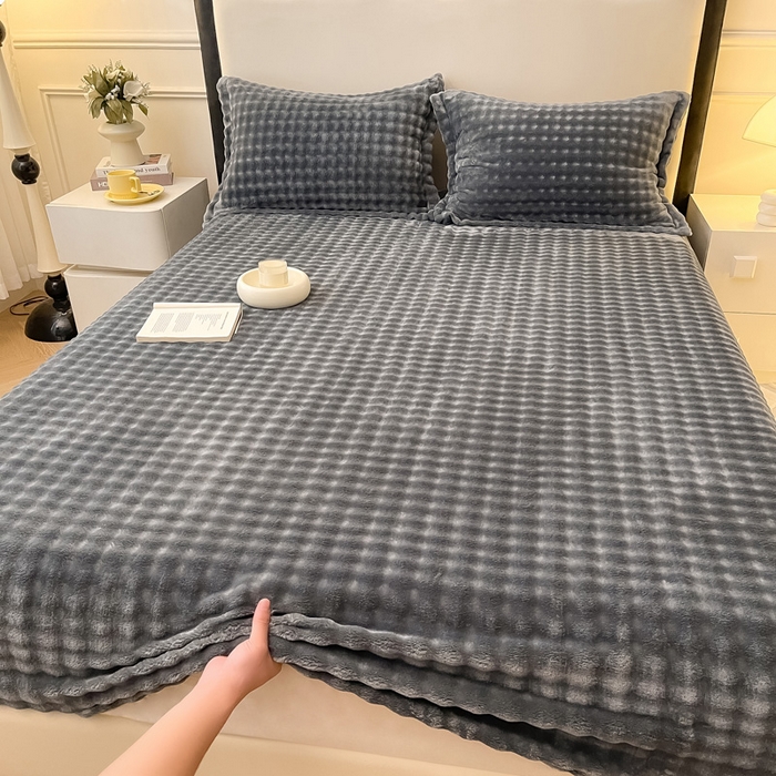 91家纺网 家纺一手货源 找家纺 宅部落 2025新款加厚牛奶绒泡泡绒单床笠床笠单品床笠单件 深灰