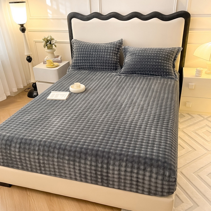 91家纺网 家纺一手货源 找家纺 宅部落 2025新款加厚牛奶绒泡泡绒单床笠床笠单品床笠单件 深灰