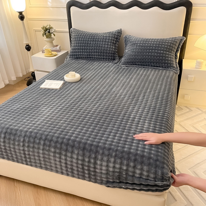 91家纺网 家纺一手货源 找家纺 宅部落 2025新款加厚牛奶绒泡泡绒单床笠床笠单品床笠单件 深灰