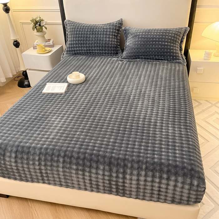 91家纺网 家纺一手货源 找家纺 宅部落 2025新款加厚牛奶绒泡泡绒单床笠床笠单品床笠单件 深灰