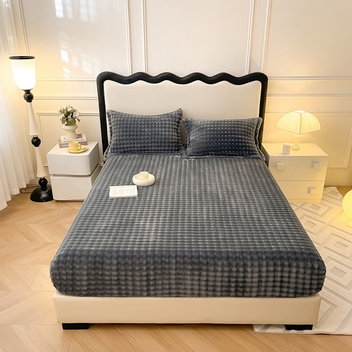 91家纺网 家纺一手货源 找家纺 宅部落 2025新款加厚牛奶绒泡泡绒单床笠床笠单品床笠单件 深灰