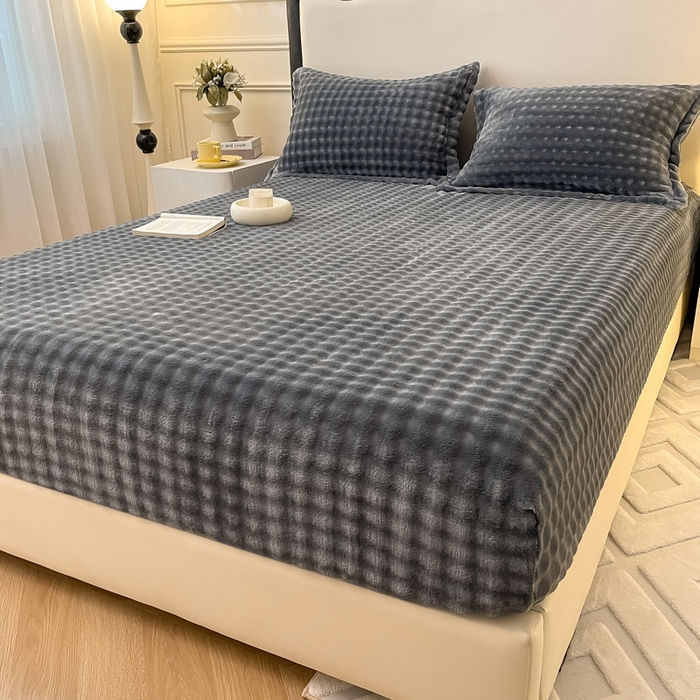 91家纺网 家纺一手货源 找家纺 宅部落 2025新款加厚牛奶绒泡泡绒单床笠床笠单品床笠单件 深灰