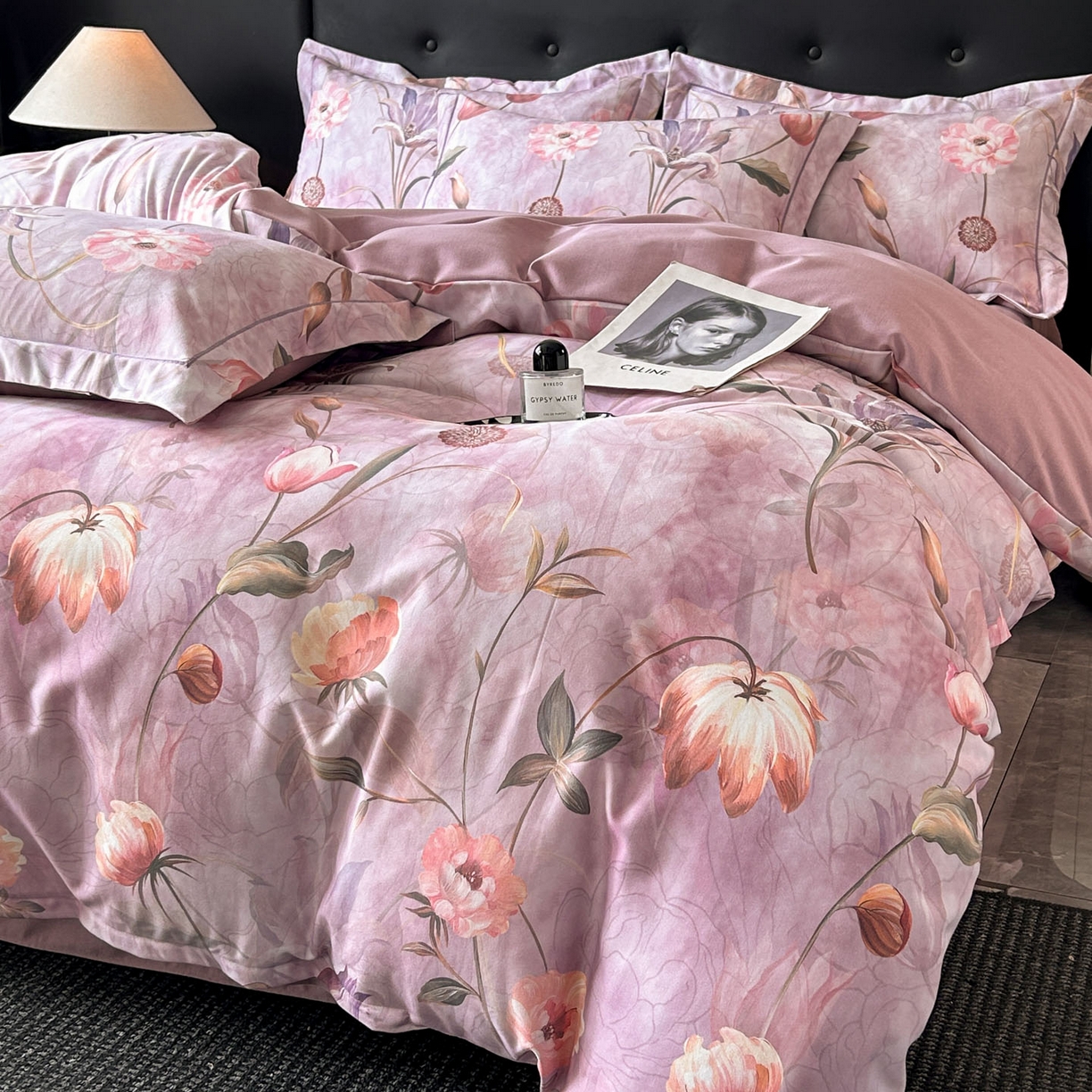 91家纺网 家纺一手货源 找家纺 玉海棠家纺 2025新款数码印花加厚全棉磨毛四件套 微风紫藤