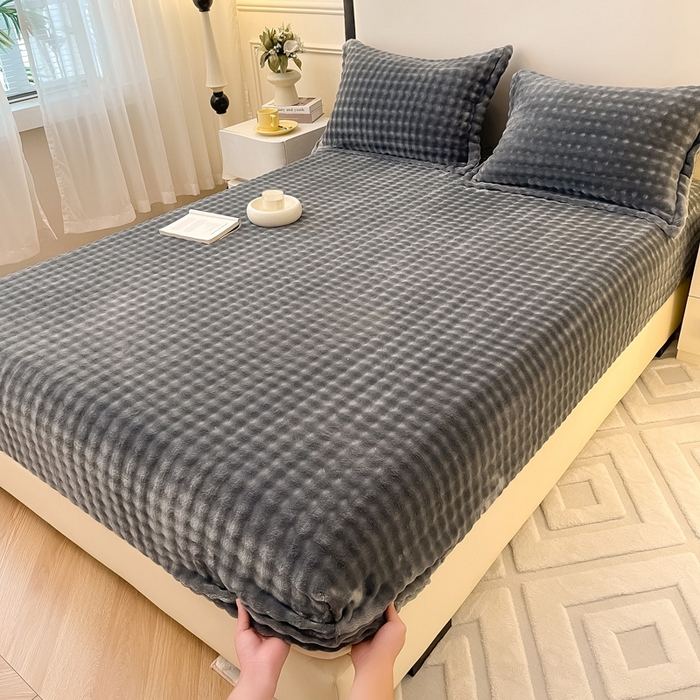 91家纺网 家纺一手货源 找家纺 宅部落 2025新款加厚牛奶绒泡泡绒单床笠床笠单品床笠单件 深灰