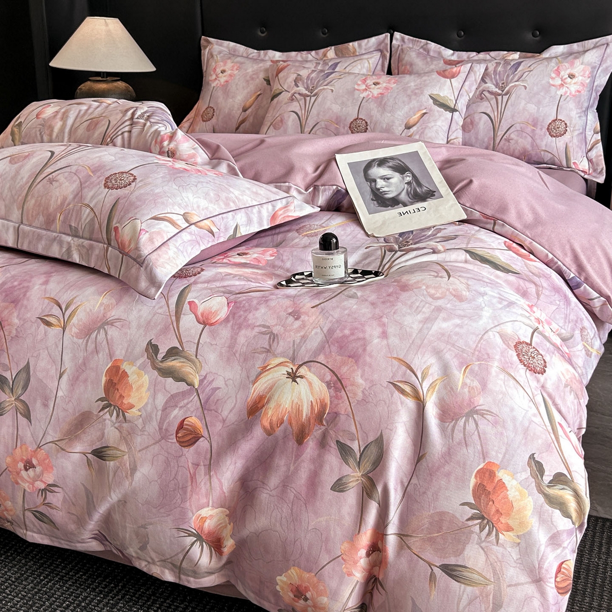 91家纺网 家纺一手货源 找家纺 玉海棠家纺 2025新款数码印花加厚全棉磨毛四件套 微风紫藤