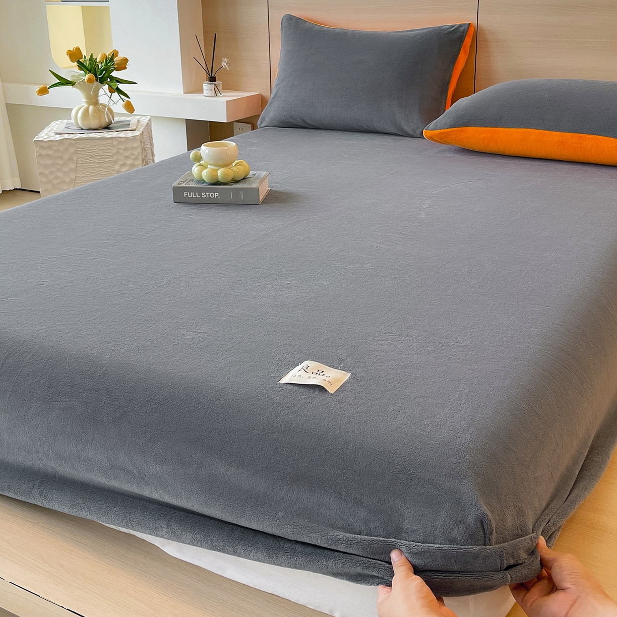 小懒猪 2025年新款220克A类牛奶绒单床笠 钛灰