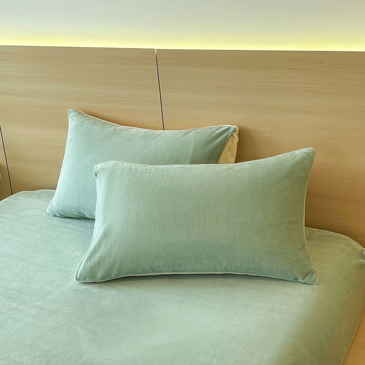 91家纺网 家纺一手货源 找家纺 小懒猪 2025年新款220克A类牛奶绒单床笠 浅绿