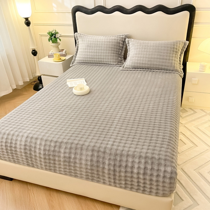 91家纺网 家纺一手货源 找家纺 宅部落 2025新款加厚牛奶绒泡泡绒单床笠床笠单品床笠单件 星空灰