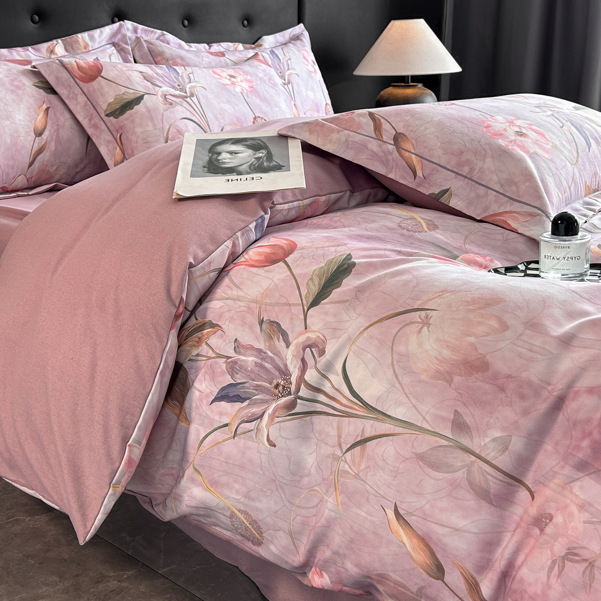 91家纺网 家纺一手货源 找家纺 玉海棠家纺 2025新款数码印花加厚全棉磨毛四件套 微风紫藤