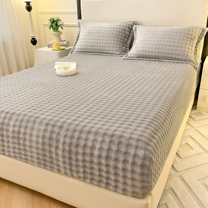 91家纺网 家纺一手货源 找家纺 宅部落 2025新款加厚牛奶绒泡泡绒单床笠床笠单品床笠单件 星空灰