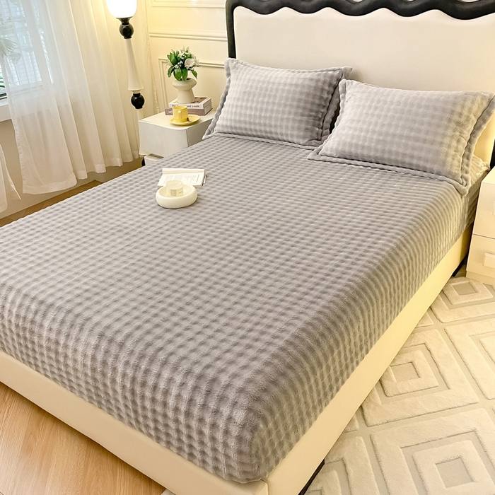 91家纺网 家纺一手货源 找家纺 宅部落 2025新款加厚牛奶绒泡泡绒单床笠床笠单品床笠单件 星空灰