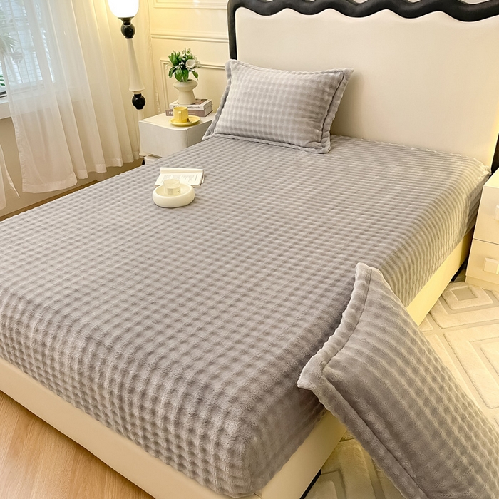 91家纺网 家纺一手货源 找家纺 宅部落 2025新款加厚牛奶绒泡泡绒单床笠床笠单品床笠单件 星空灰