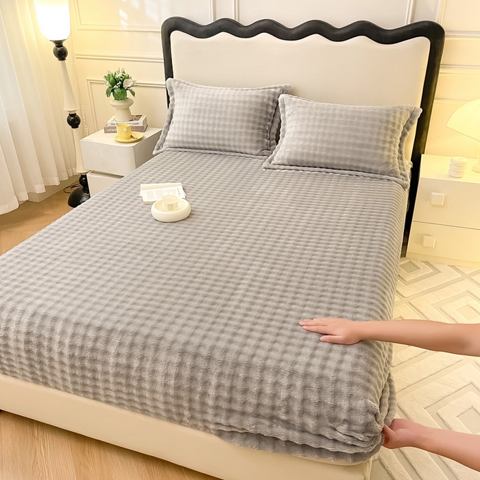 91家纺网 家纺一手货源 找家纺 宅部落 2025新款加厚牛奶绒泡泡绒单床笠床笠单品床笠单件 星空灰