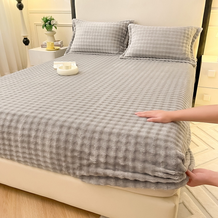 91家纺网 家纺一手货源 找家纺 宅部落 2025新款加厚牛奶绒泡泡绒单床笠床笠单品床笠单件 星空灰