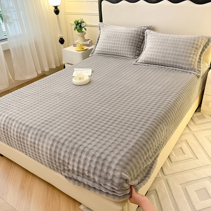 91家纺网 家纺一手货源 找家纺 宅部落 2025新款加厚牛奶绒泡泡绒单床笠床笠单品床笠单件 星空灰