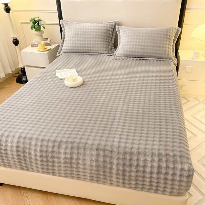 91家纺网 家纺一手货源 找家纺 宅部落 2025新款加厚牛奶绒泡泡绒单床笠床笠单品床笠单件 星空灰