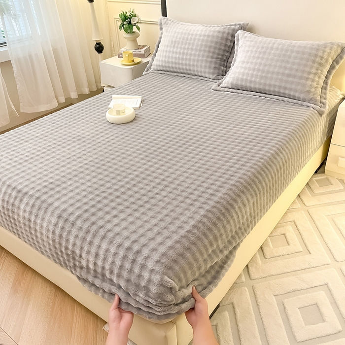 91家纺网 家纺一手货源 找家纺 宅部落 2025新款加厚牛奶绒泡泡绒单床笠床笠单品床笠单件 星空灰