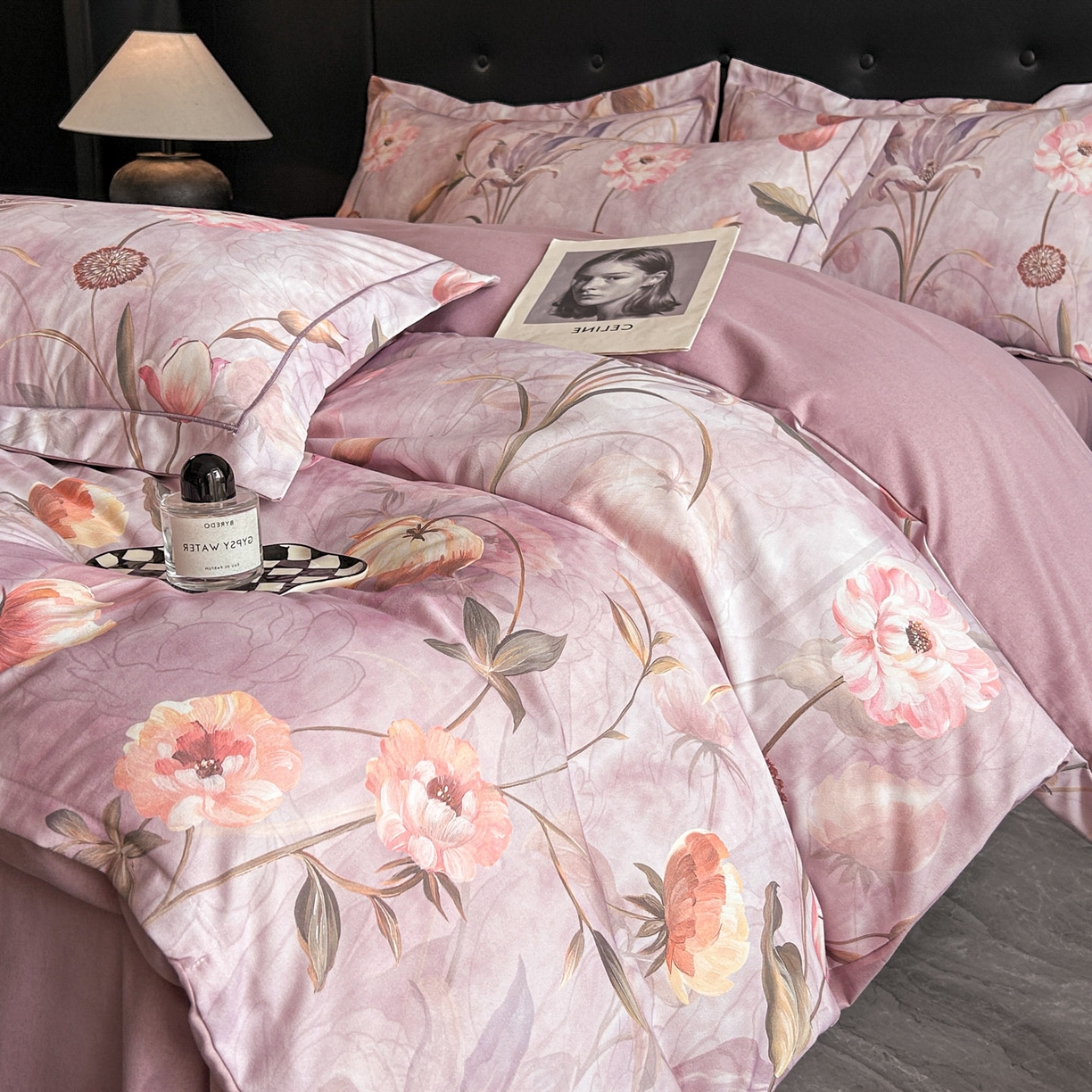 91家纺网 家纺一手货源 找家纺 玉海棠家纺 2025新款数码印花加厚全棉磨毛四件套 微风紫藤