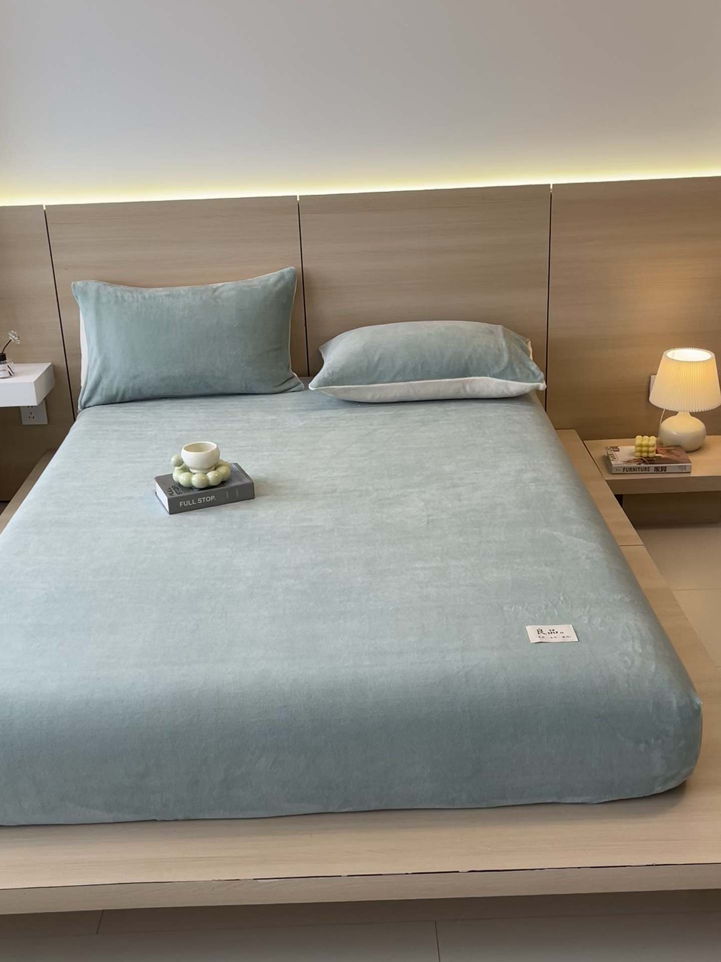 91家纺网 家纺一手货源 找家纺 小懒猪 2025年新款220克A类牛奶绒单床笠 浅绿