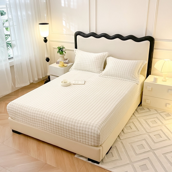 宅部落 2025新款加厚牛奶绒泡泡绒单床笠床笠单品床笠单件 优雅白