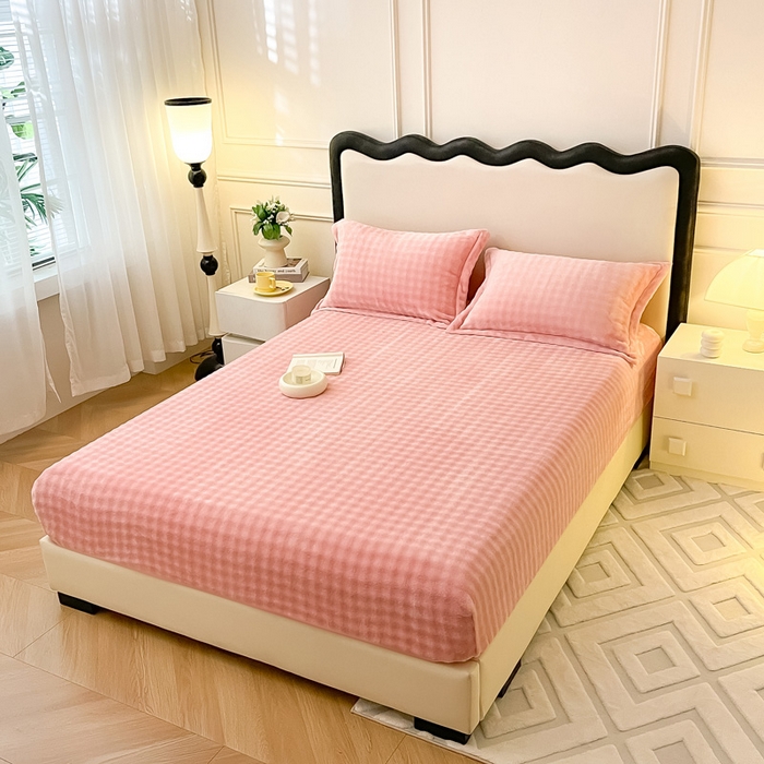 宅部落 2025新款加厚牛奶绒泡泡绒单床笠床笠单品床笠单件 优雅粉