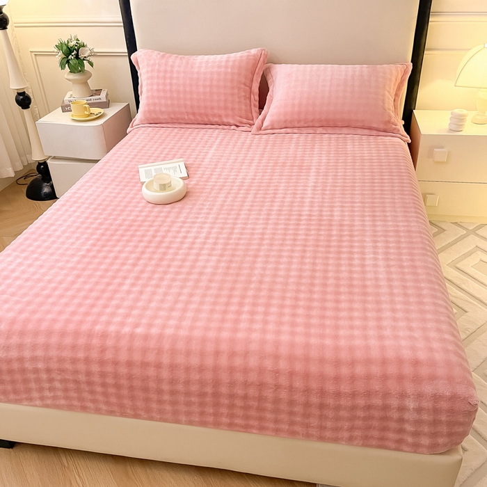 91家纺网 家纺一手货源 找家纺 宅部落 2025新款加厚牛奶绒泡泡绒单床笠床笠单品床笠单件 优雅粉