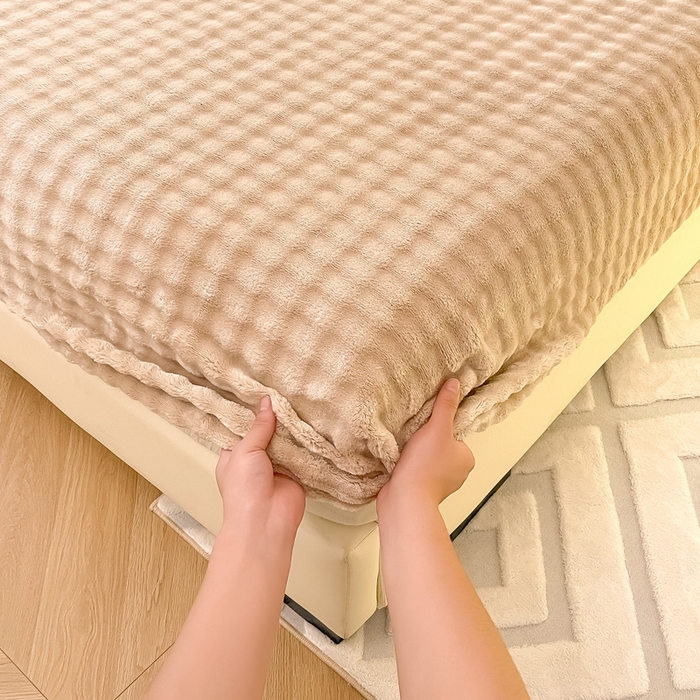 91家纺网 家纺一手货源 找家纺 宅部落 2025新款加厚牛奶绒泡泡绒单床笠床笠单品床笠单件 优雅驼