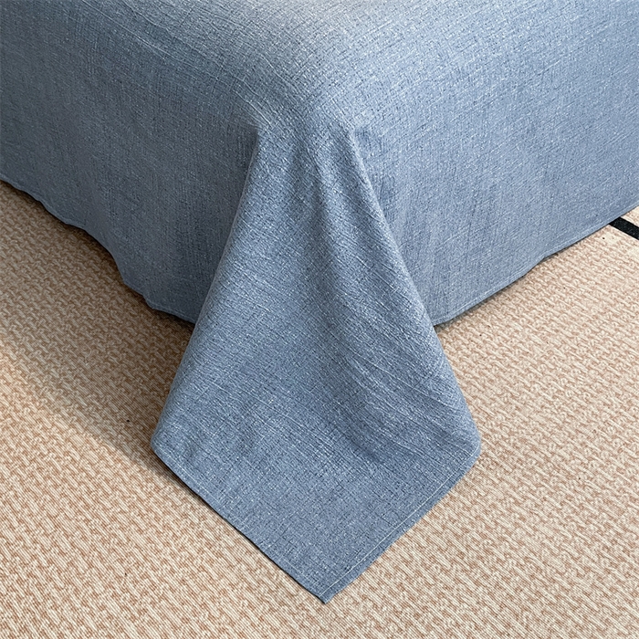 91家纺网 家纺一手货源 找家纺 梦舒羽 2025新款A类原麻纽扣四件套加厚被套床单床笠宿舍双人床仿亚麻套件 南阳旧梦