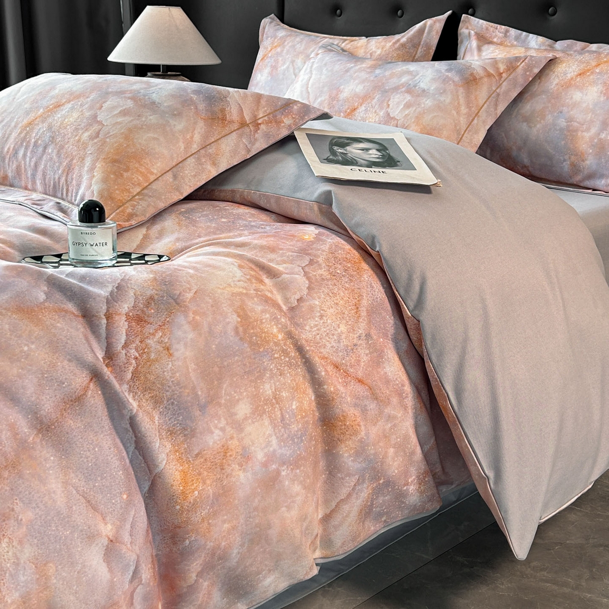 91家纺网 家纺一手货源 找家纺 玉海棠家纺 2025新款数码印花加厚全棉磨毛四件套 云深归处