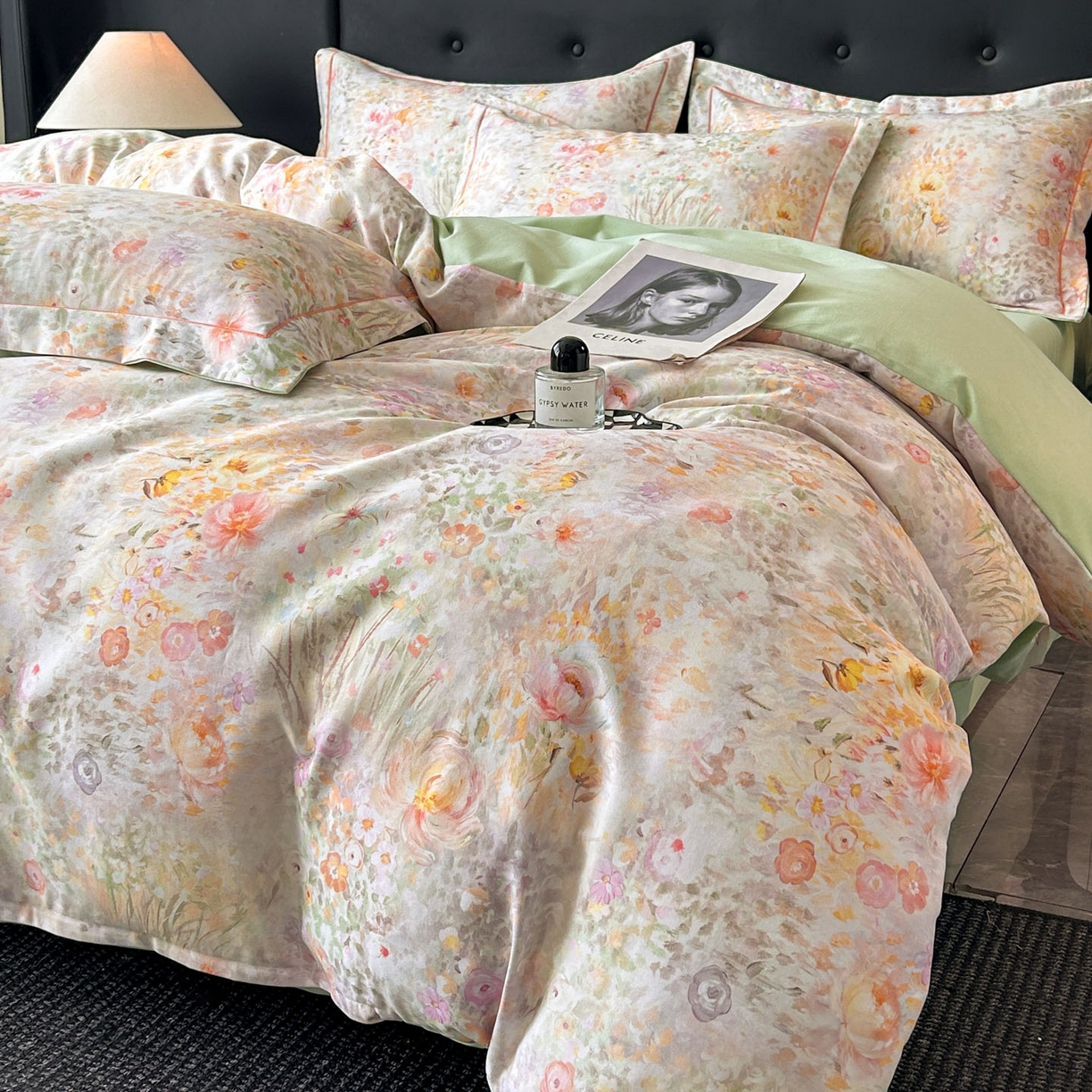 91家纺网 家纺一手货源 找家纺 玉海棠家纺 2025新款数码印花加厚全棉磨毛四件套 庄园午后