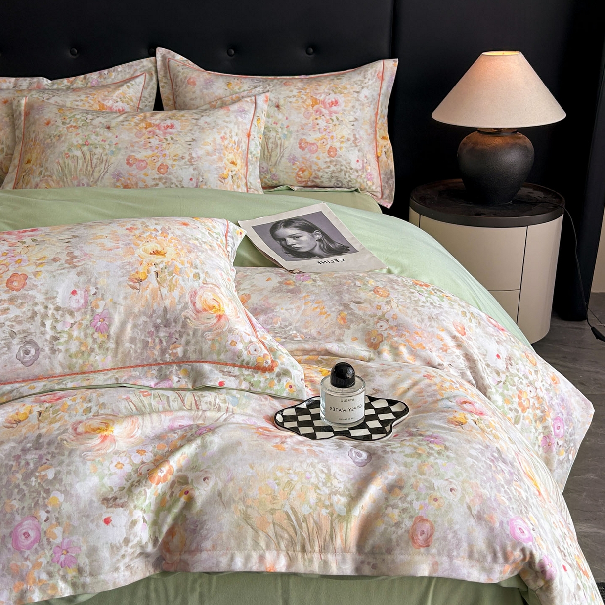 91家纺网 家纺一手货源 找家纺 玉海棠家纺 2025新款数码印花加厚全棉磨毛四件套 庄园午后