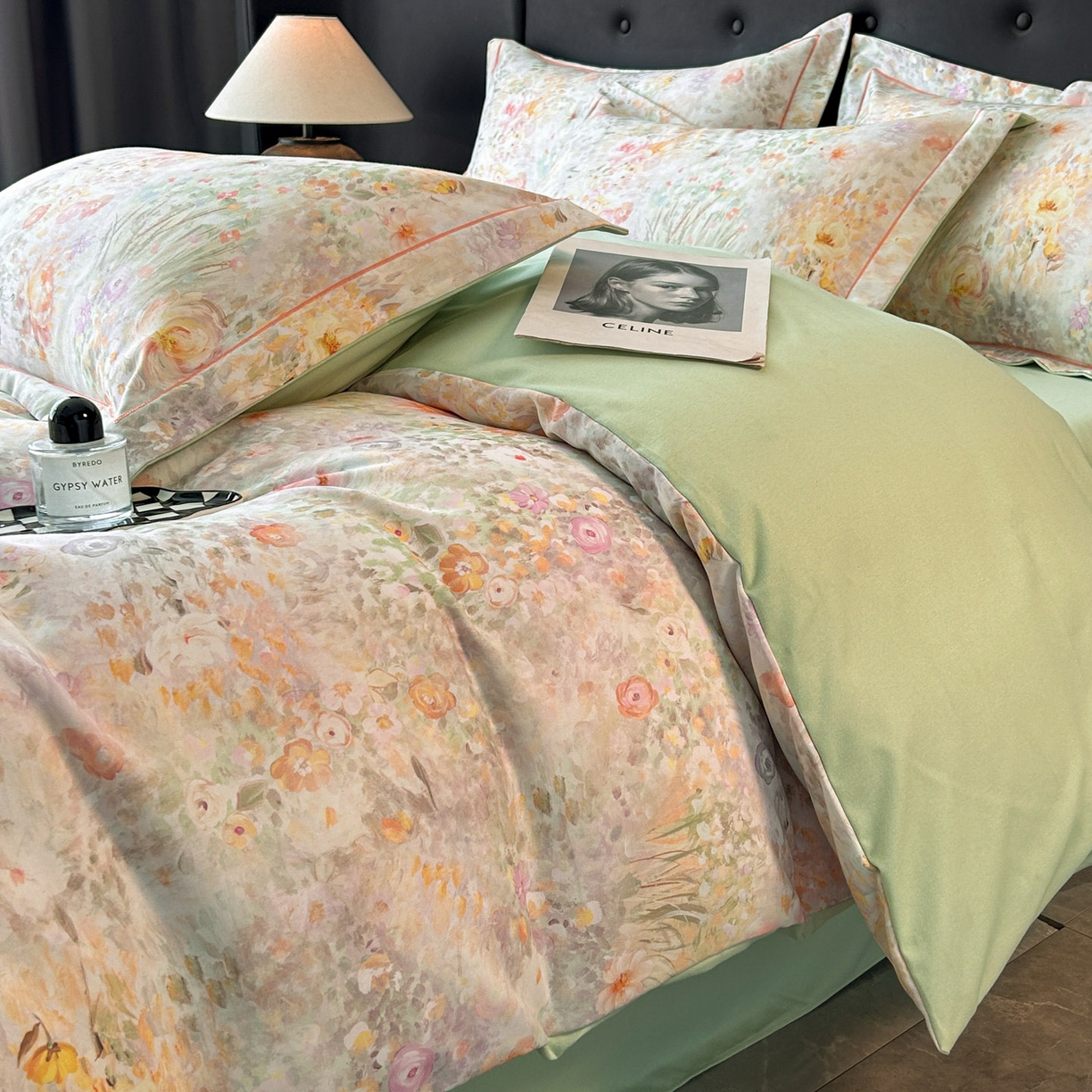 91家纺网 家纺一手货源 找家纺 玉海棠家纺 2025新款数码印花加厚全棉磨毛四件套 庄园午后