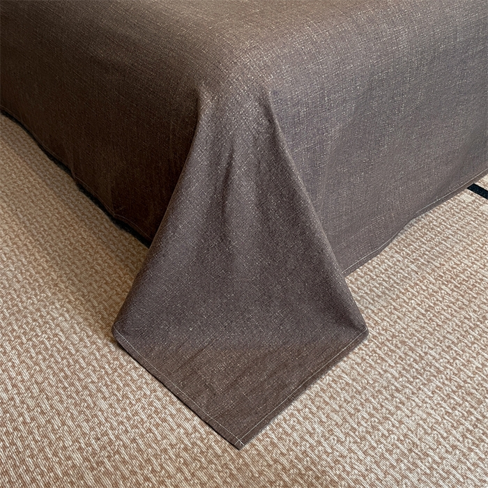 91家纺网 家纺一手货源 找家纺 梦舒羽 2025新款A类原麻纽扣四件套加厚被套床单床笠宿舍双人床仿亚麻套件 素锦