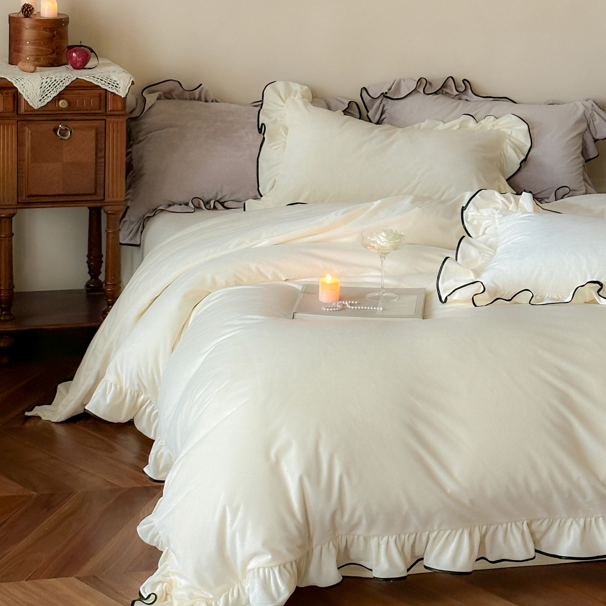 91家纺网 家纺一手货源 找家纺 （总）ONE TWO ONE 121 2025新款轻奢新法式德芙绒宝宝绒婴儿绒短毛绒牛奶绒四件套床单被套（【提供买家秀】【会员-20】 平台控价券后不得低于318/338元）