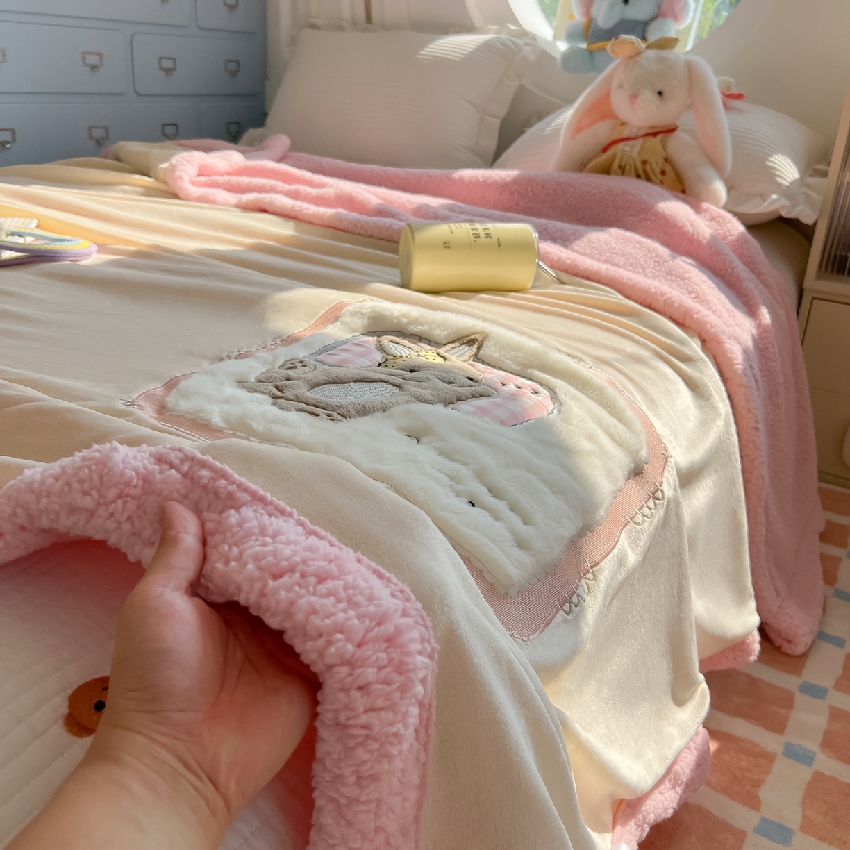 91家纺网 家纺一手货源 找家纺 （总）子钦家纺 2025新款秋冬加厚牛奶绒羊羔绒卡通贴布绣包边毛毯（第二波）