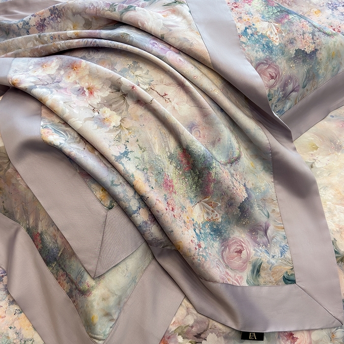 91家纺网 家纺一手货源 找家纺 （总）东方名伶 2025新款莱赛尔兰精天丝棉数码印花宽边四件套