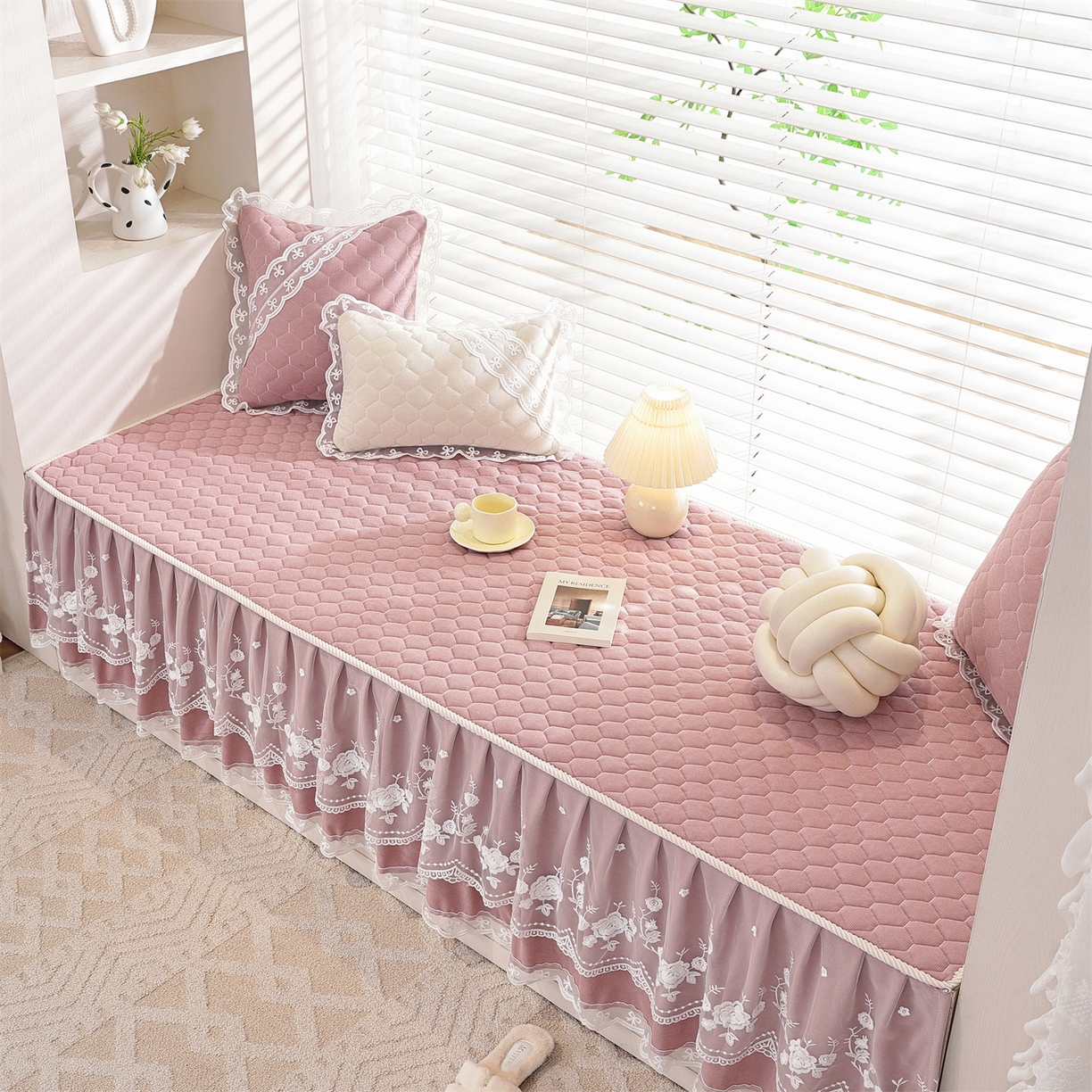 91家纺网 家纺一手货源 找家纺 共鸣沙发垫 2025新款星语飘窗垫 星空粉色