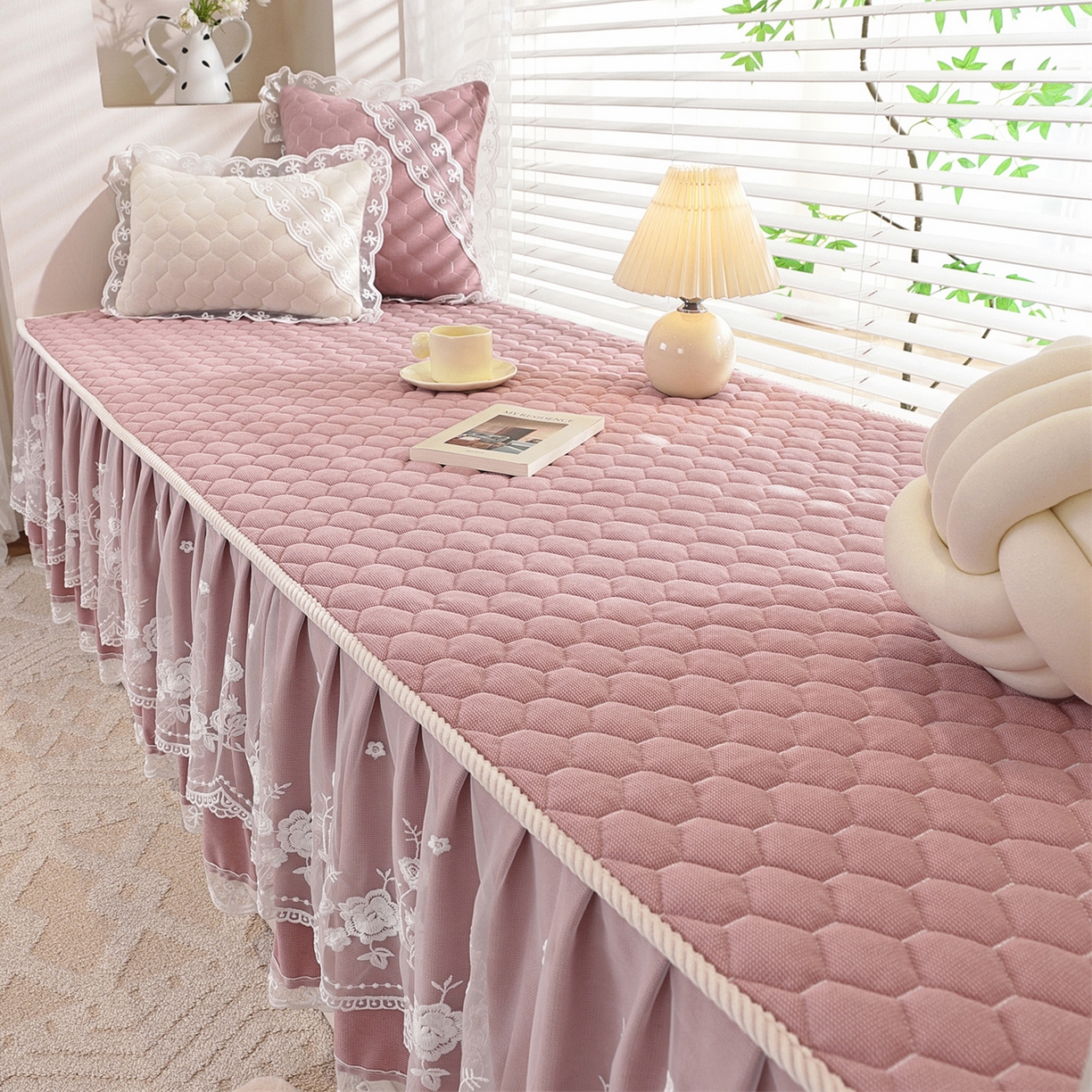 91家纺网 家纺一手货源 找家纺 共鸣沙发垫 2025新款星语飘窗垫 星空粉色