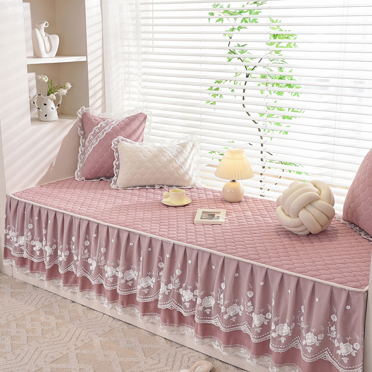 91家纺网 家纺一手货源 找家纺 共鸣沙发垫 2025新款星语飘窗垫 星空粉色