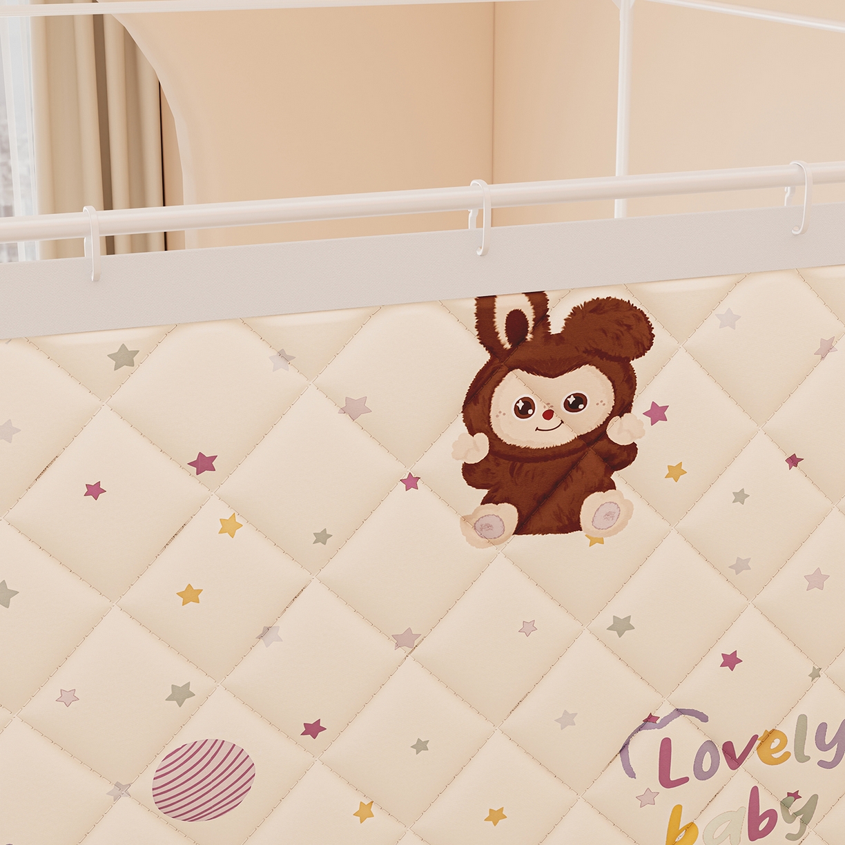 91家纺网 家纺一手货源 找家纺 浪幔纱蚊帐 2025新款卡通印花款夹棉蚊帐 可爱乐园