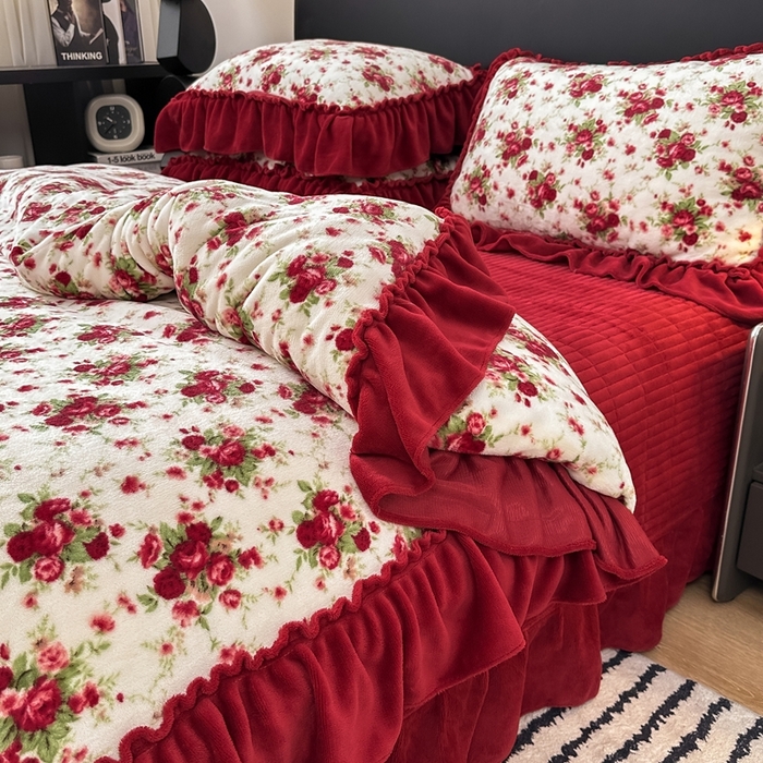 91家纺网 家纺一手货源 找家纺 （总）欧尚 2025新款法式大花边床盖四件套