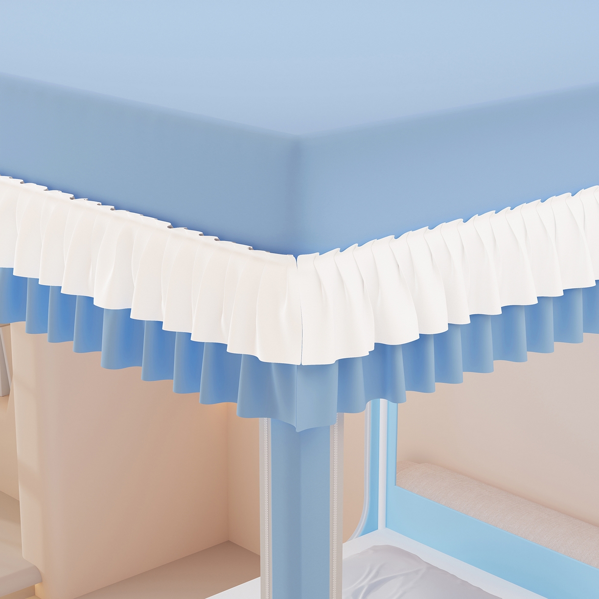 91家纺网 家纺一手货源 找家纺 浪幔纱蚊帐 2025新款卡通印花款夹棉蚊帐 快乐萌猫