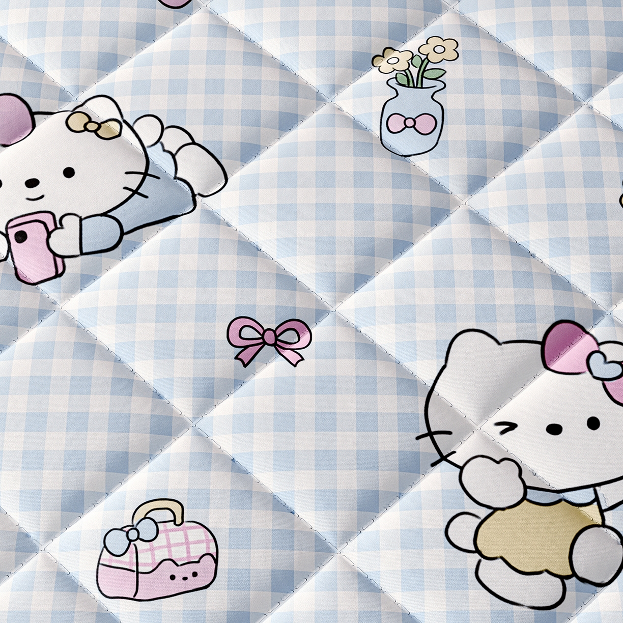 91家纺网 家纺一手货源 找家纺 浪幔纱蚊帐 2025新款卡通印花款夹棉蚊帐 快乐萌猫